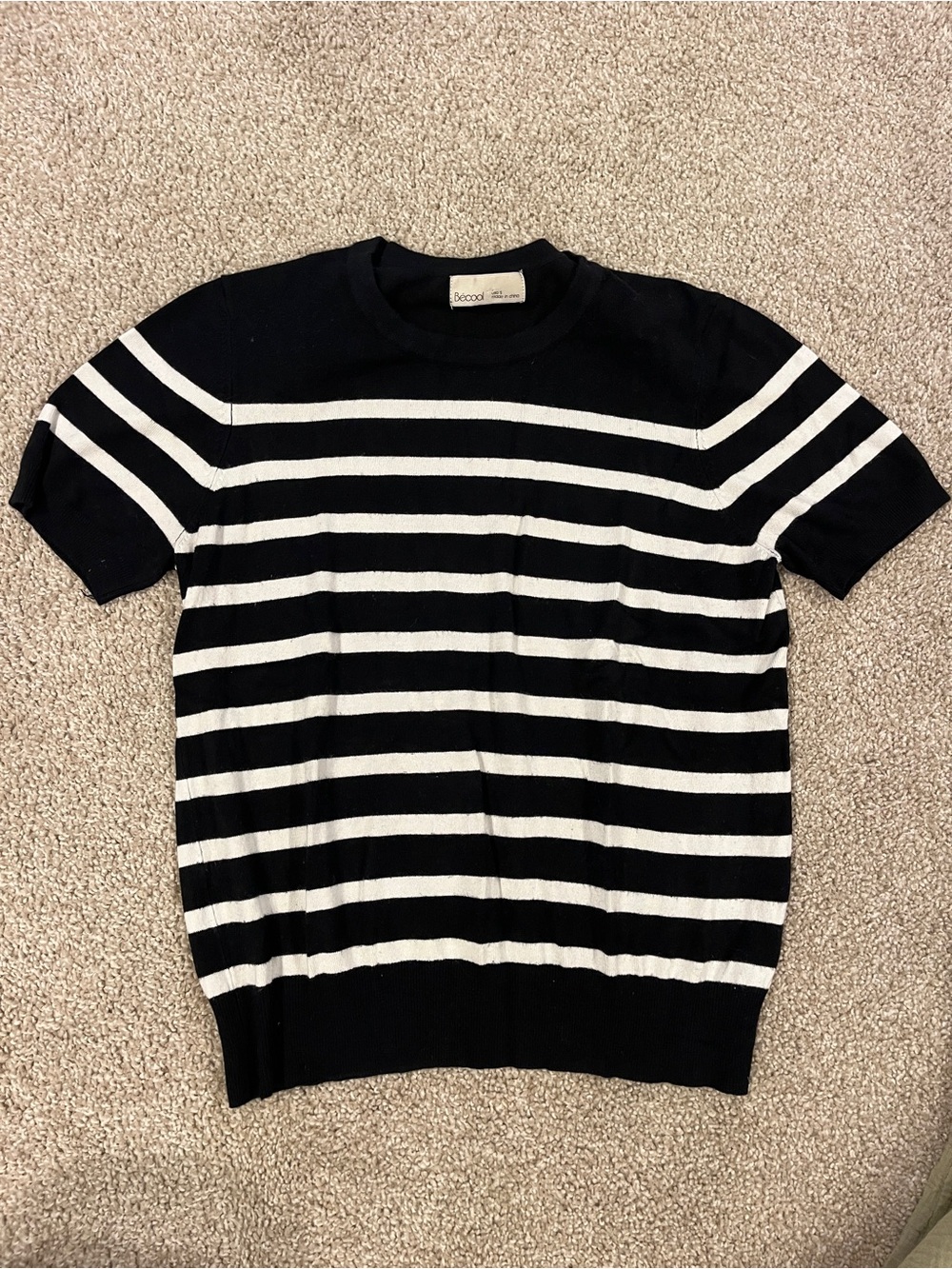 BE COOL Black Crewneck Short Sleeve Top